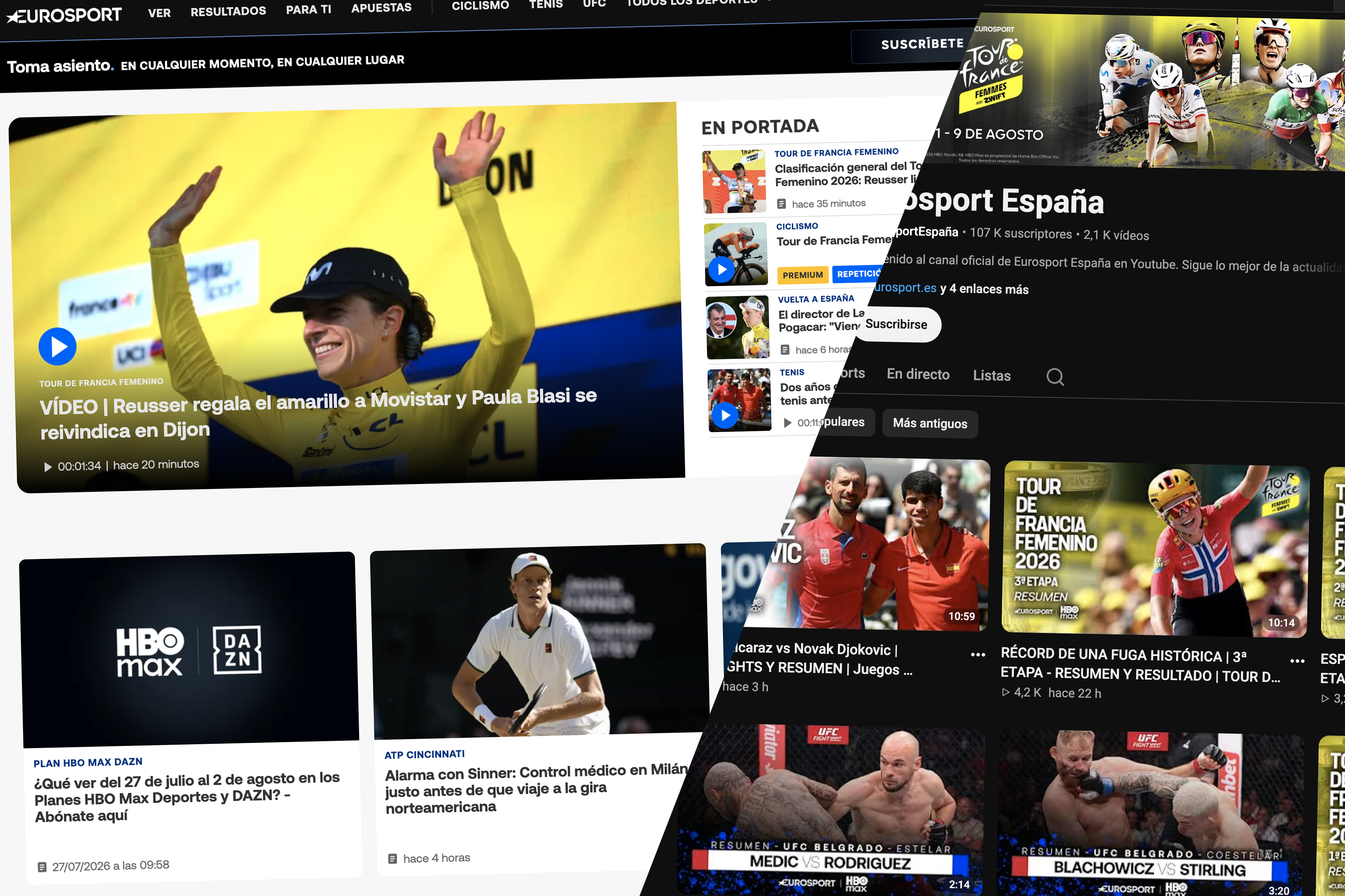 Web y canal de YouTube de Eurosport España